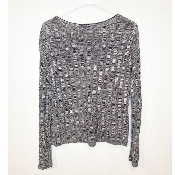 Eileen fisher silk linen open knit sweater gray black - Picture 3 of 5